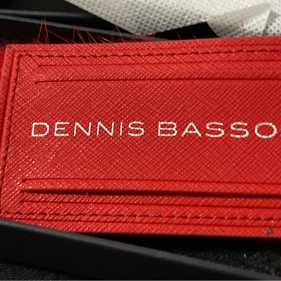 Dennis Basso Red LUGGAGE TAG MEASURES APPROX 6” RED LEATHER RED FUR (FAUX??) - Picture 3 of 13